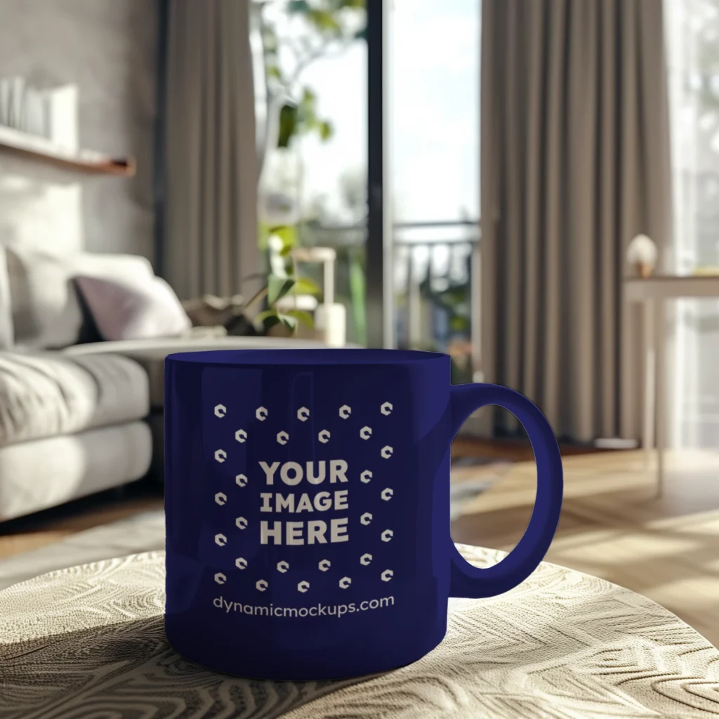 11oz Blank Navy Blue Ceramic Coffee Mug Mockup Template