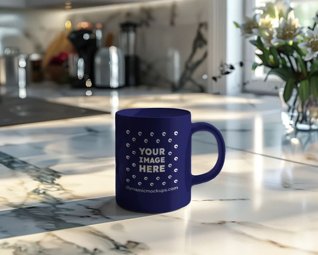 11oz Blank Navy Blue Ceramic Coffee Mug Mockup Template