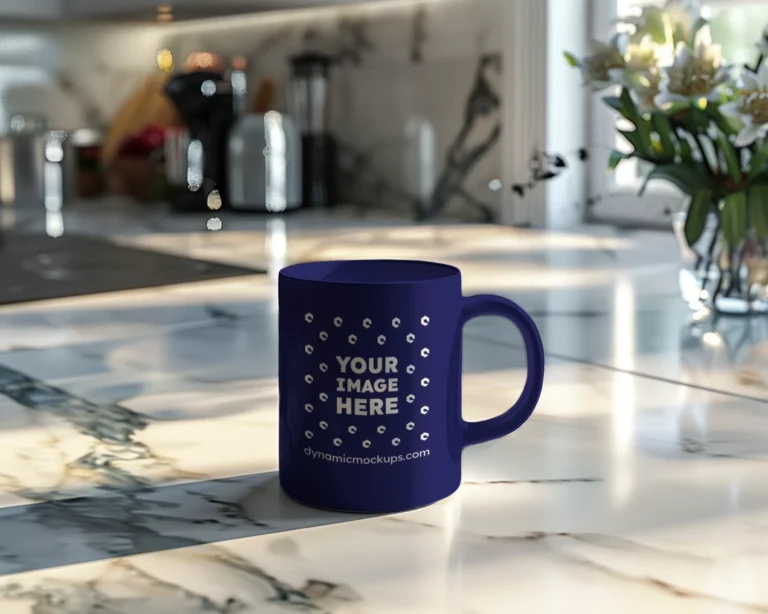 11oz Blank Navy Blue Ceramic Coffee Mug Mockup Template