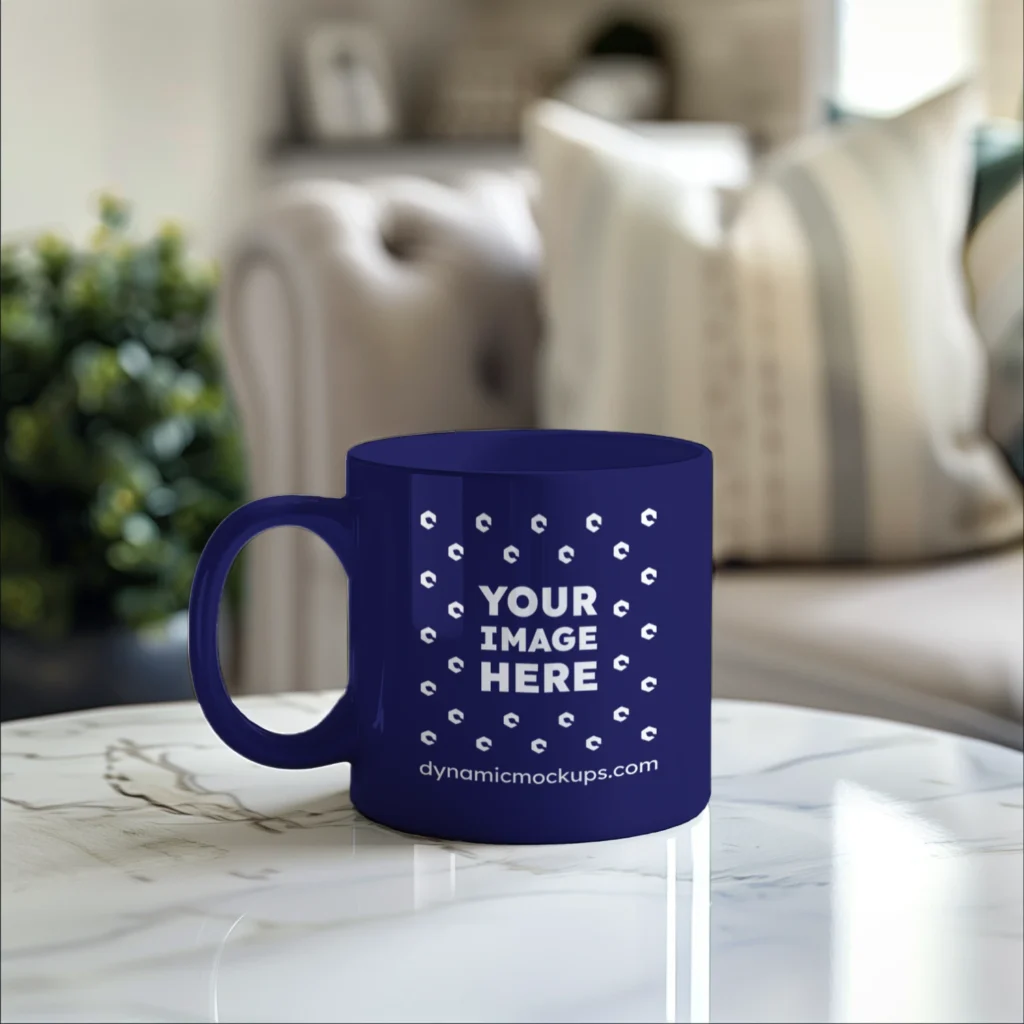 11oz Blank Navy Blue Ceramic Coffee Mug Mockup Template