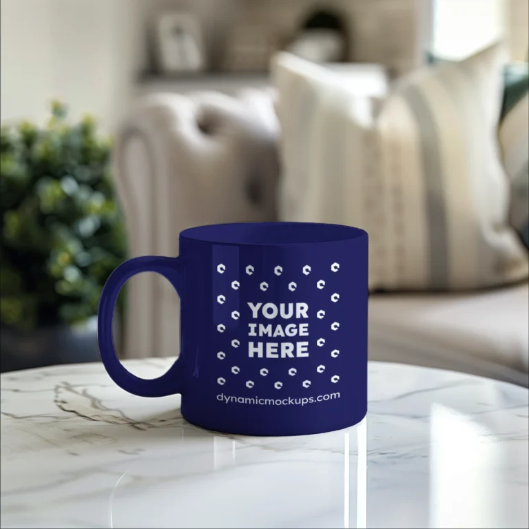 11oz Blank Navy Blue Ceramic Coffee Mug Mockup Template