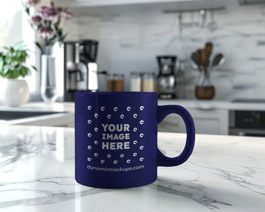 11oz Blank Navy Blue Ceramic Coffee Mug Mockup Template