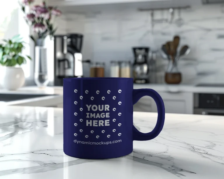 11oz Blank Navy Blue Ceramic Coffee Mug Mockup Template