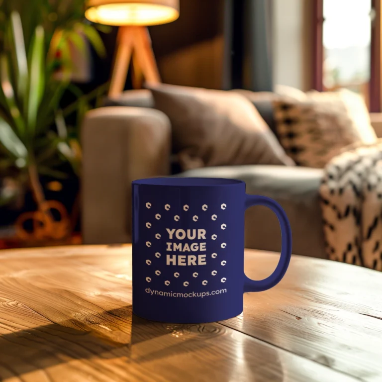 11oz Blank Navy Blue Ceramic Coffee Mug Mockup Template