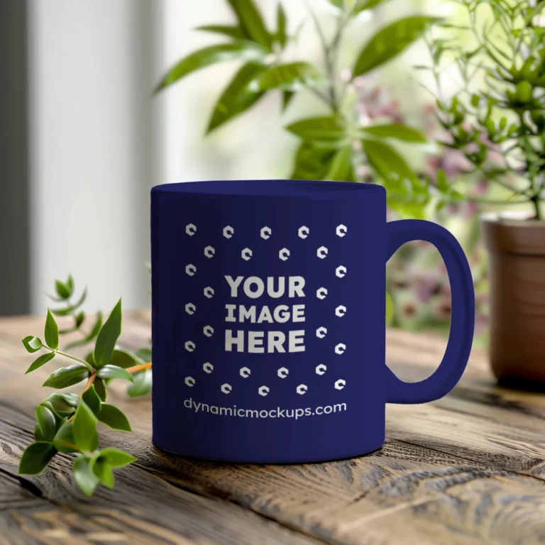11oz Blank Navy Blue Ceramic Coffee Mug Mockup Template