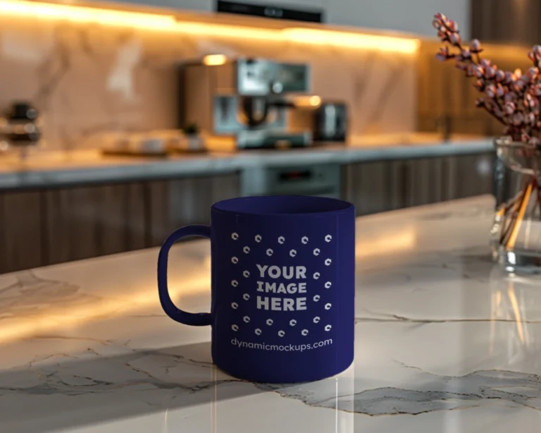 11oz Blank Navy Blue Ceramic Coffee Mug Mockup Template