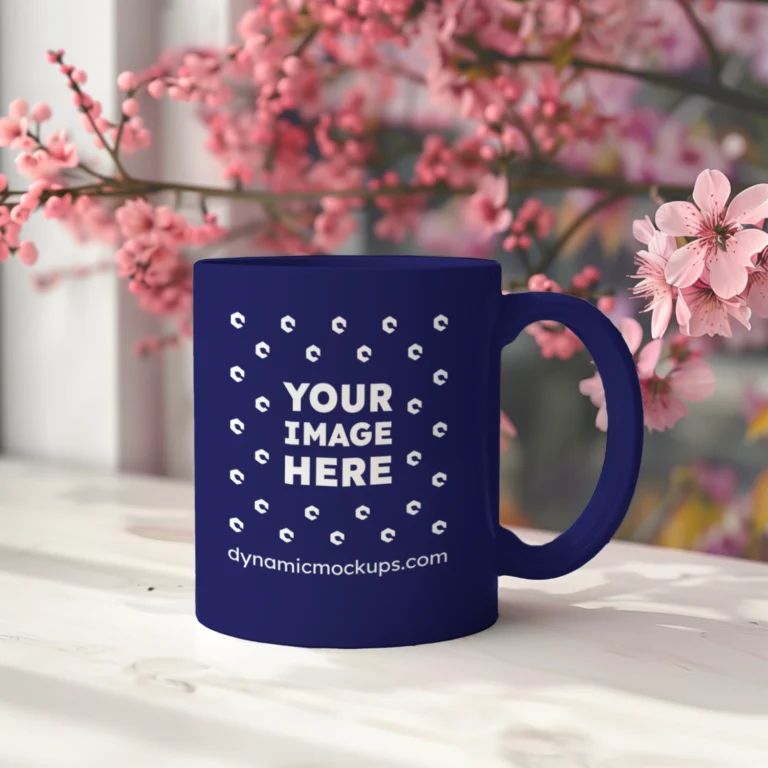 11oz Blank Navy Blue Ceramic Coffee Mug Mockup Template