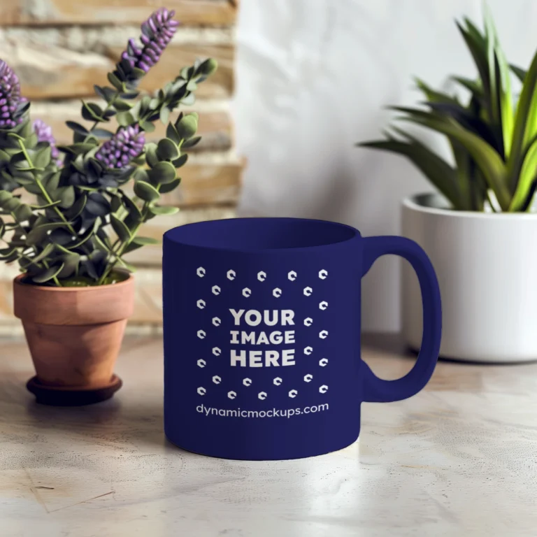 11oz Blank Navy Blue Ceramic Coffee Mug Mockup Template