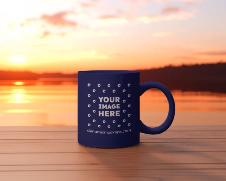 11oz Blank Navy Blue Ceramic Coffee Mug Mockup Template