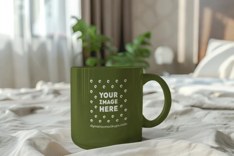 11oz Blank Olive Green Ceramic Coffee Mug Mockup Template