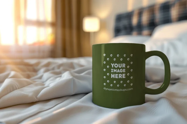 11oz Blank Olive Green Ceramic Coffee Mug Mockup Template