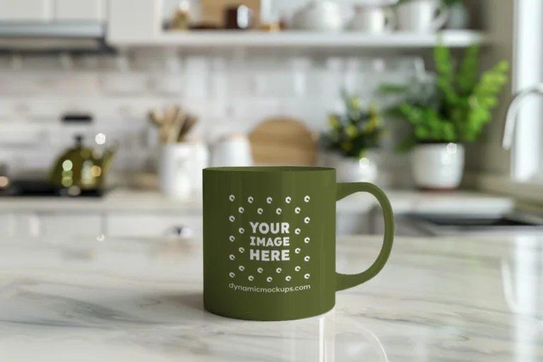 11oz Blank Olive Green Ceramic Coffee Mug Mockup Template