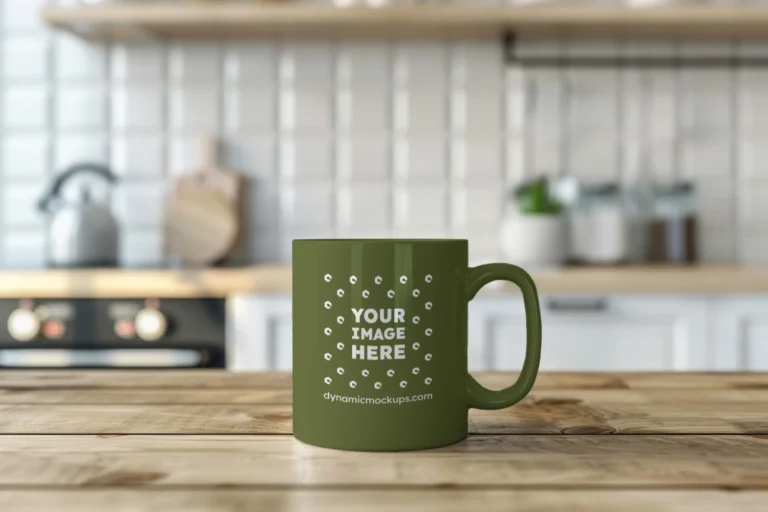 11oz Blank Olive Green Ceramic Coffee Mug Mockup Template