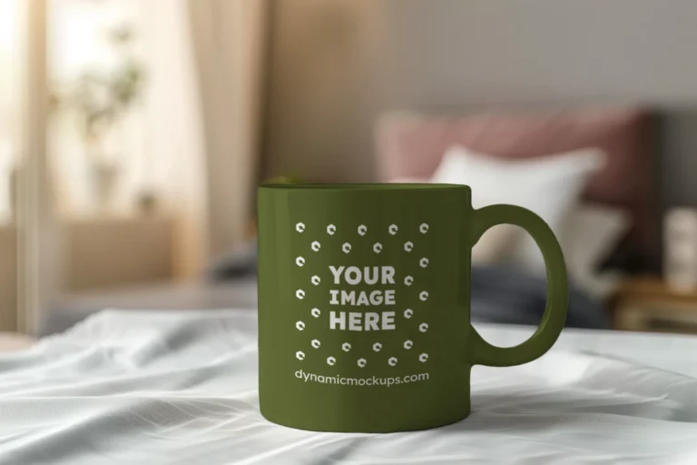 11oz Blank Olive Green Ceramic Coffee Mug Mockup Template