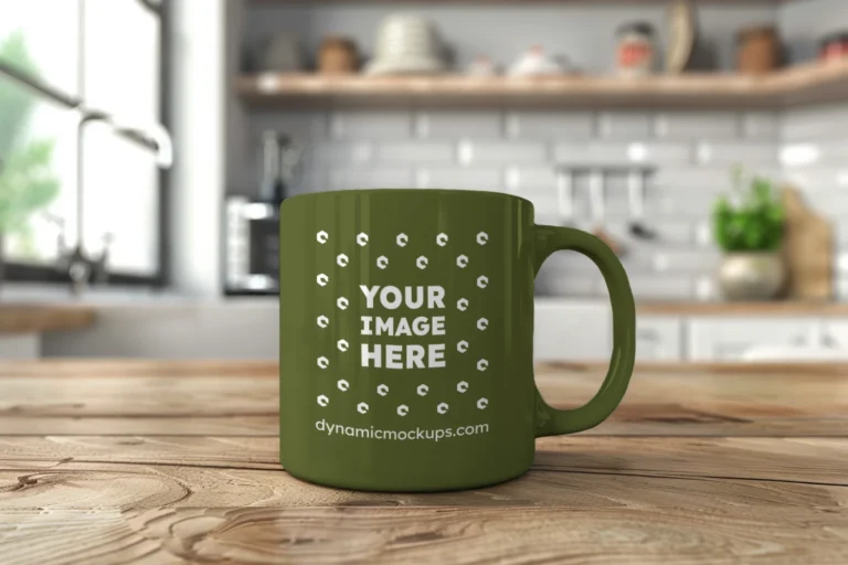 11oz Blank Olive Green Ceramic Coffee Mug Mockup Template