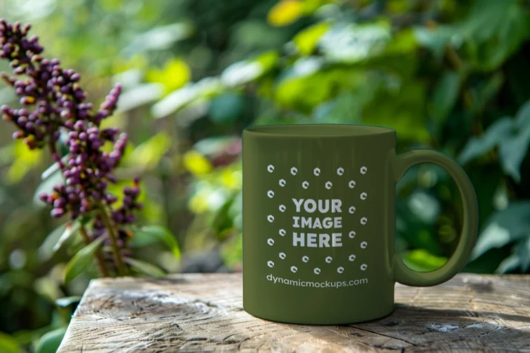 11oz Blank Olive Green Ceramic Coffee Mug Mockup Template