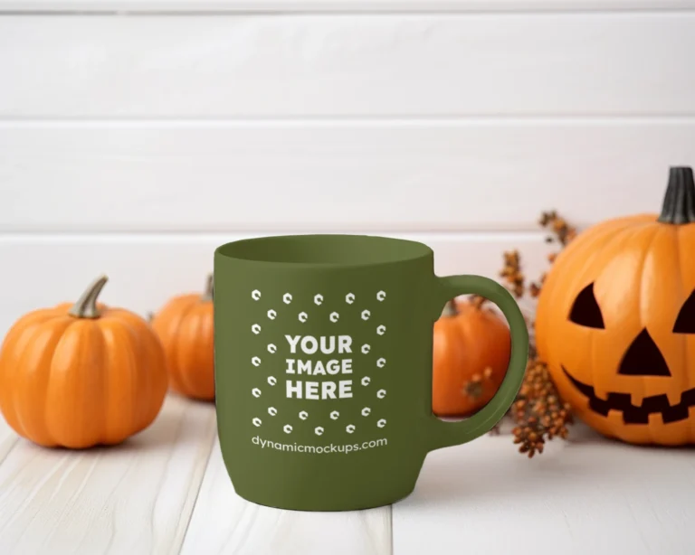 11oz Blank Olive Green Ceramic Coffee Mug Mockup Template