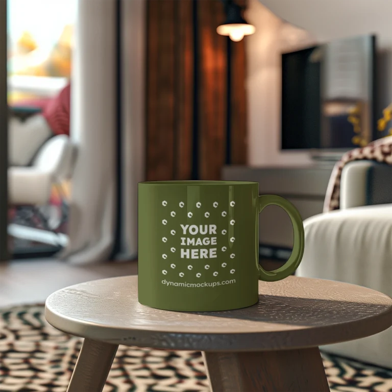 11oz Blank Olive Green Ceramic Coffee Mug Mockup Template