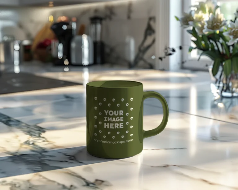 11oz Blank Olive Green Ceramic Coffee Mug Mockup Template