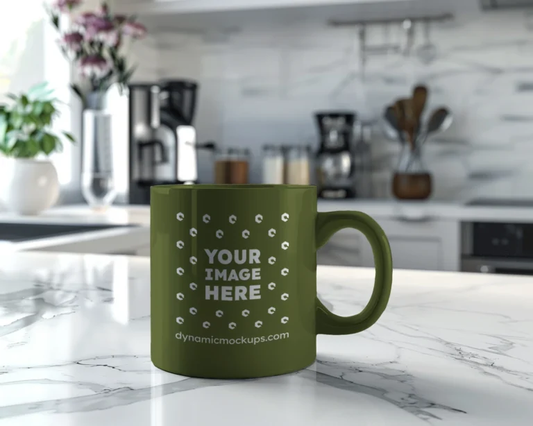 11oz Blank Olive Green Ceramic Coffee Mug Mockup Template