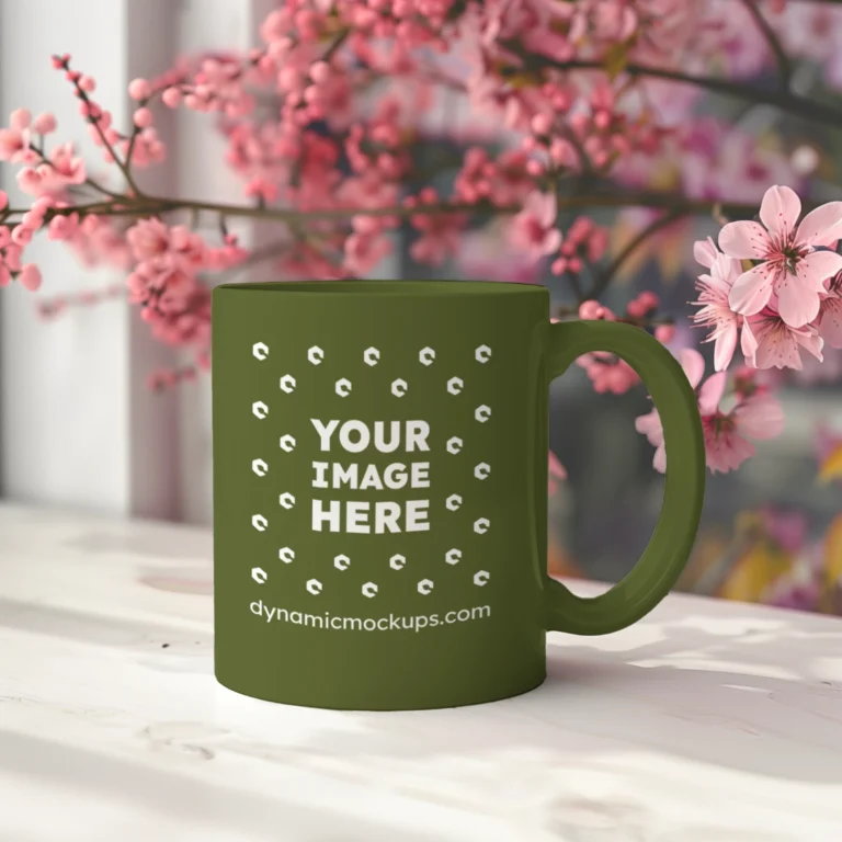 11oz Blank Olive Green Ceramic Coffee Mug Mockup Template