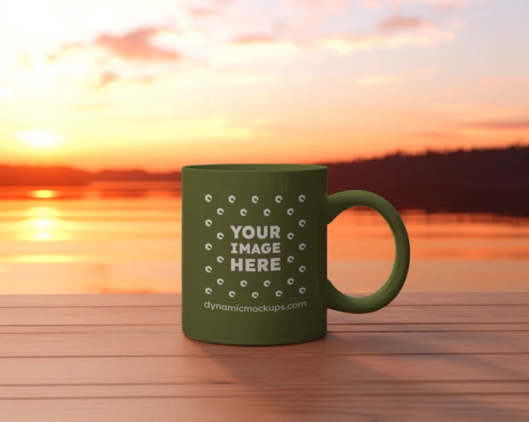 11oz Blank Olive Green Ceramic Coffee Mug Mockup Template