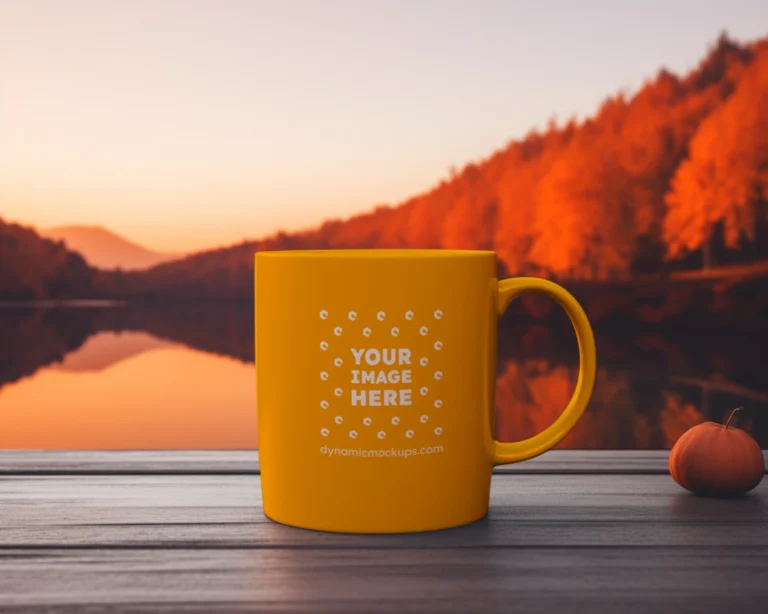 11oz Blank Orange Ceramic Coffee Mug Mockup Template