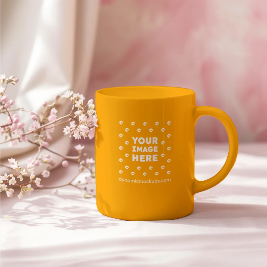 11oz Blank Orange Ceramic Coffee Mug Mockup Template