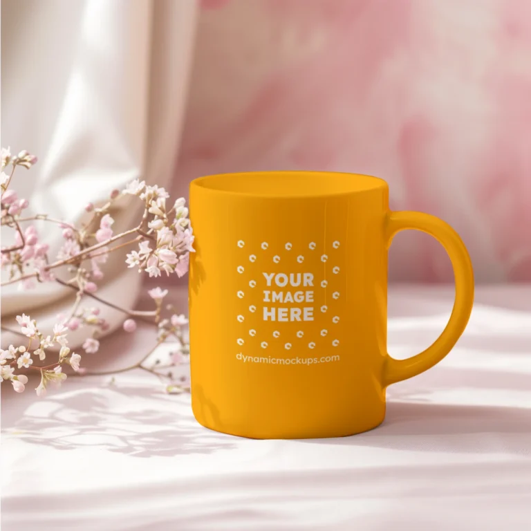 11oz Blank Orange Ceramic Coffee Mug Mockup Template