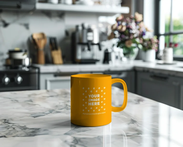 11oz Blank Orange Ceramic Coffee Mug Mockup Template
