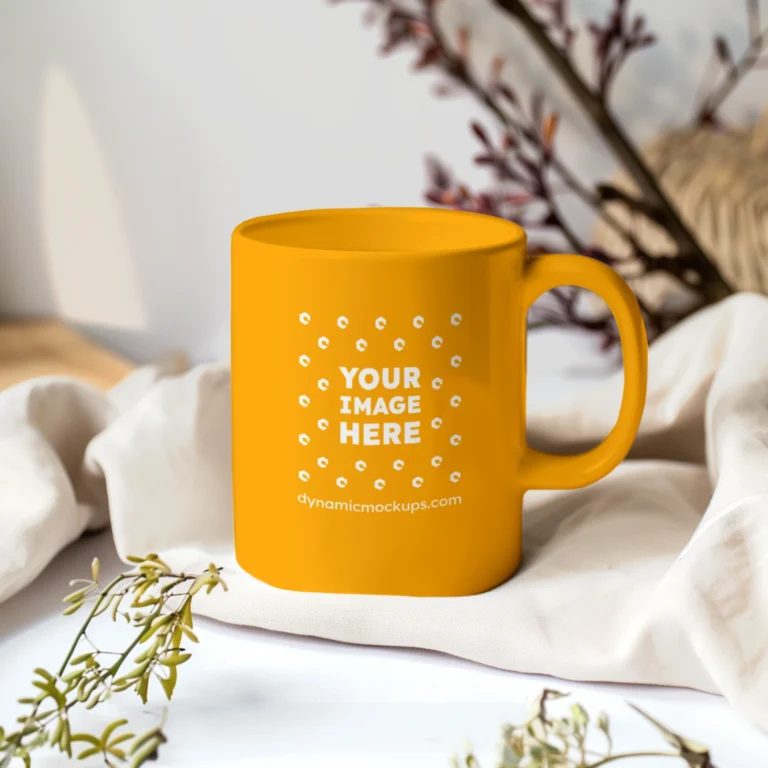 11oz Blank Orange Ceramic Coffee Mug Mockup Template
