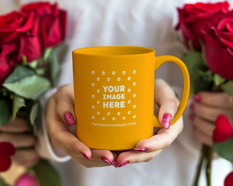 11oz Blank Orange Ceramic Coffee Mug Mockup Template