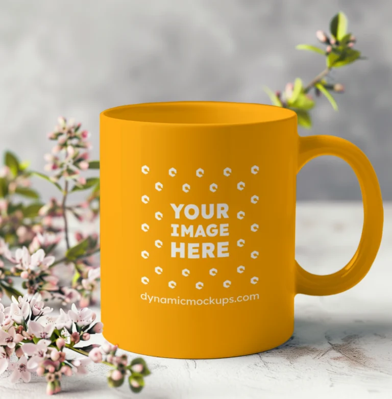 11oz Blank Orange Ceramic Coffee Mug Mockup Template