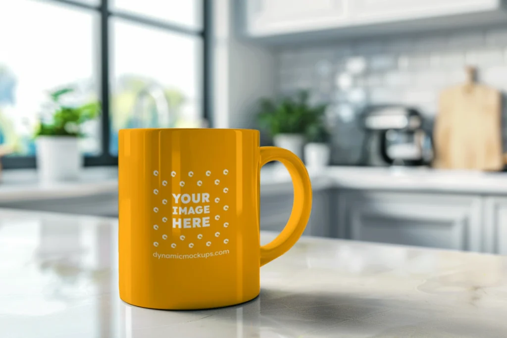 11oz Blank Orange Ceramic Coffee Mug Mockup Template