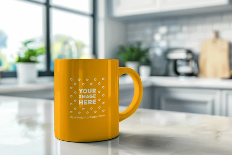 11oz Blank Orange Ceramic Coffee Mug Mockup Template