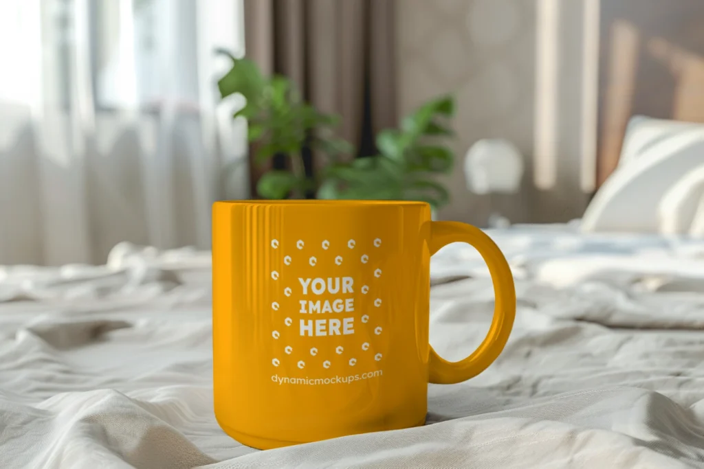 11oz Blank Orange Ceramic Coffee Mug Mockup Template