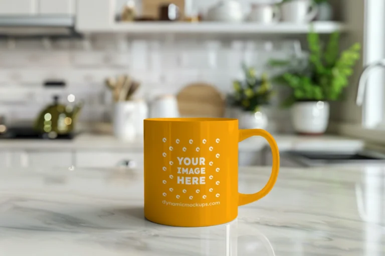 11oz Blank Orange Ceramic Coffee Mug Mockup Template