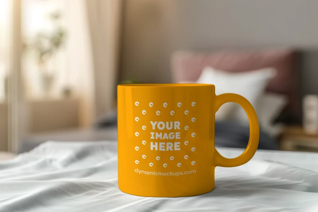 11oz Blank Orange Ceramic Coffee Mug Mockup Template