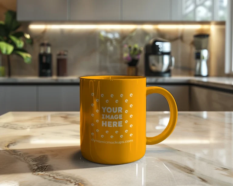 11oz Blank Orange Ceramic Coffee Mug Mockup Template