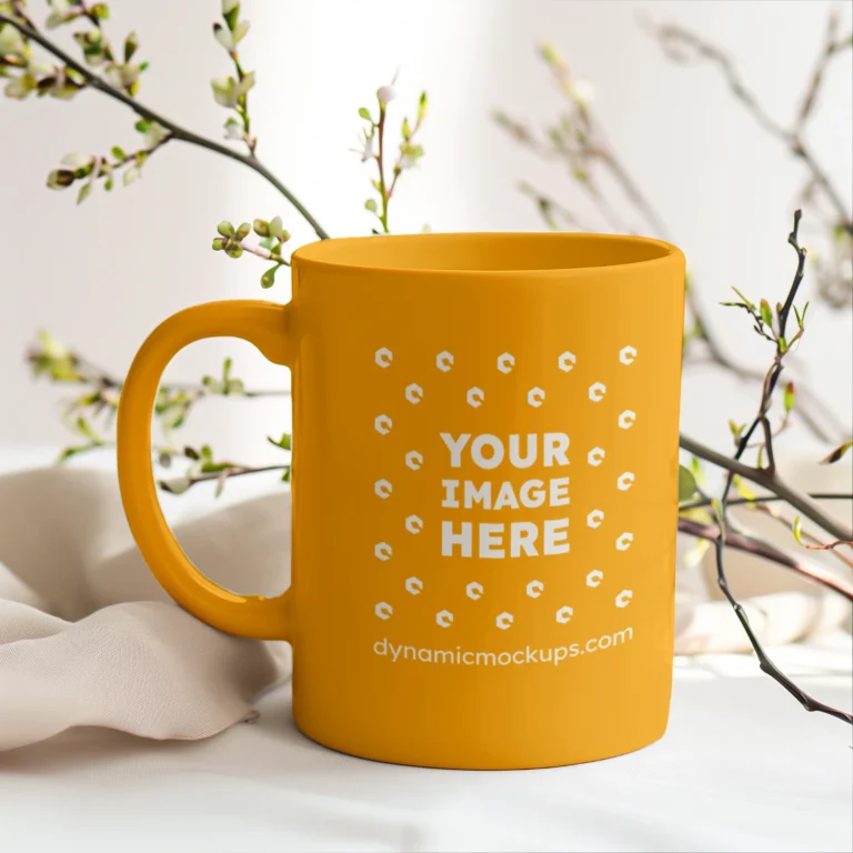 11oz Blank Orange Ceramic Coffee Mug Mockup Template