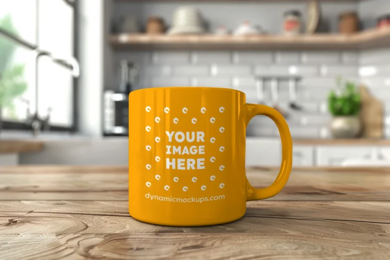 11oz Blank Orange Ceramic Coffee Mug Mockup Template