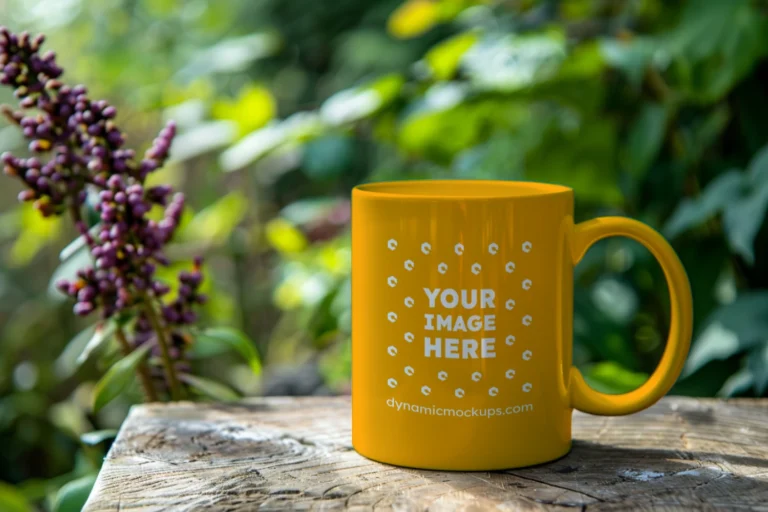 11oz Blank Orange Ceramic Coffee Mug Mockup Template