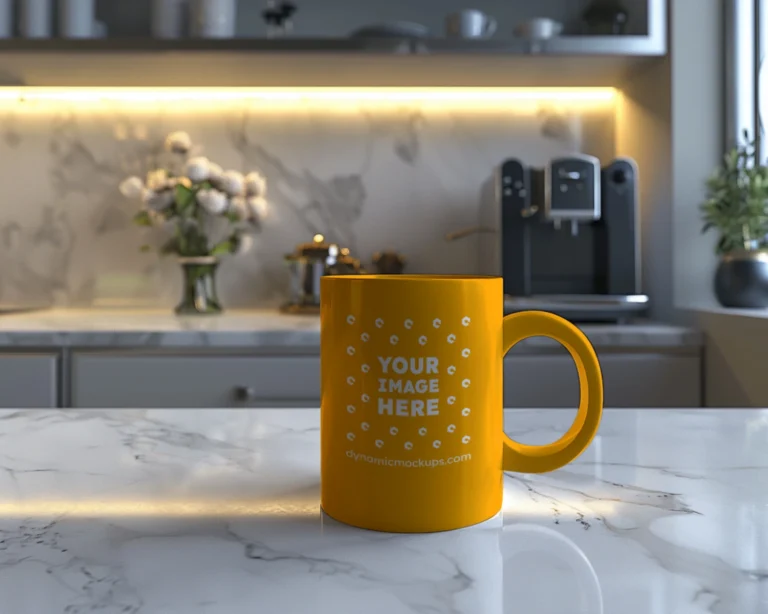11oz Blank Orange Ceramic Coffee Mug Mockup Template