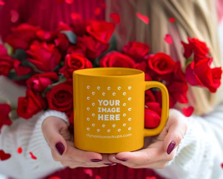 11oz Blank Orange Ceramic Coffee Mug Mockup Template