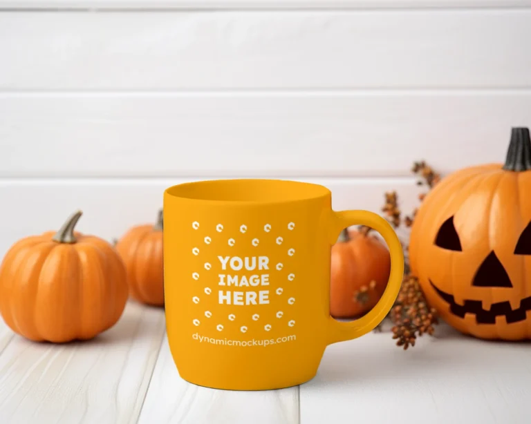 11oz Blank Orange Ceramic Coffee Mug Mockup Template