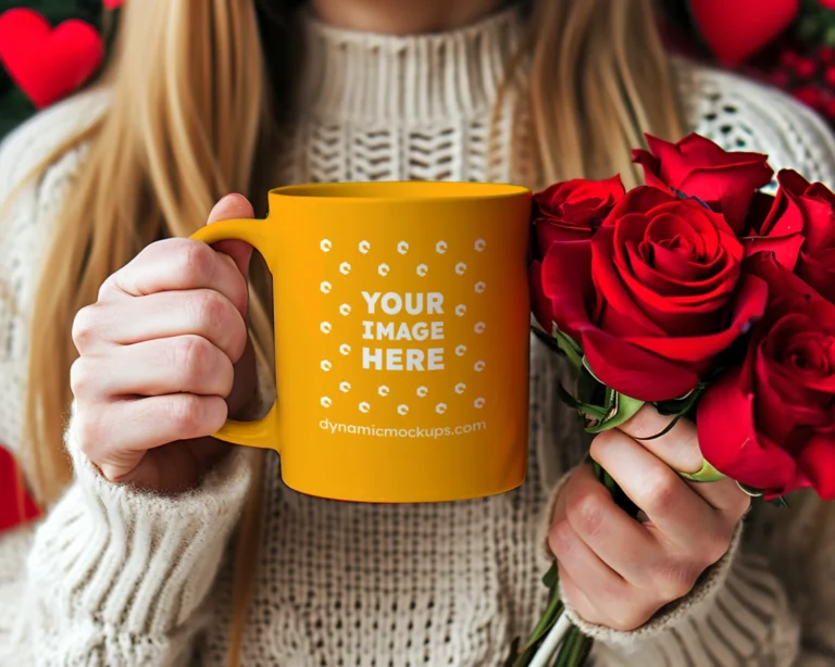 11oz Blank Orange Ceramic Coffee Mug Mockup Template
