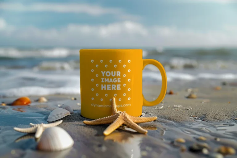 11oz Blank Orange Ceramic Coffee Mug Mockup Template