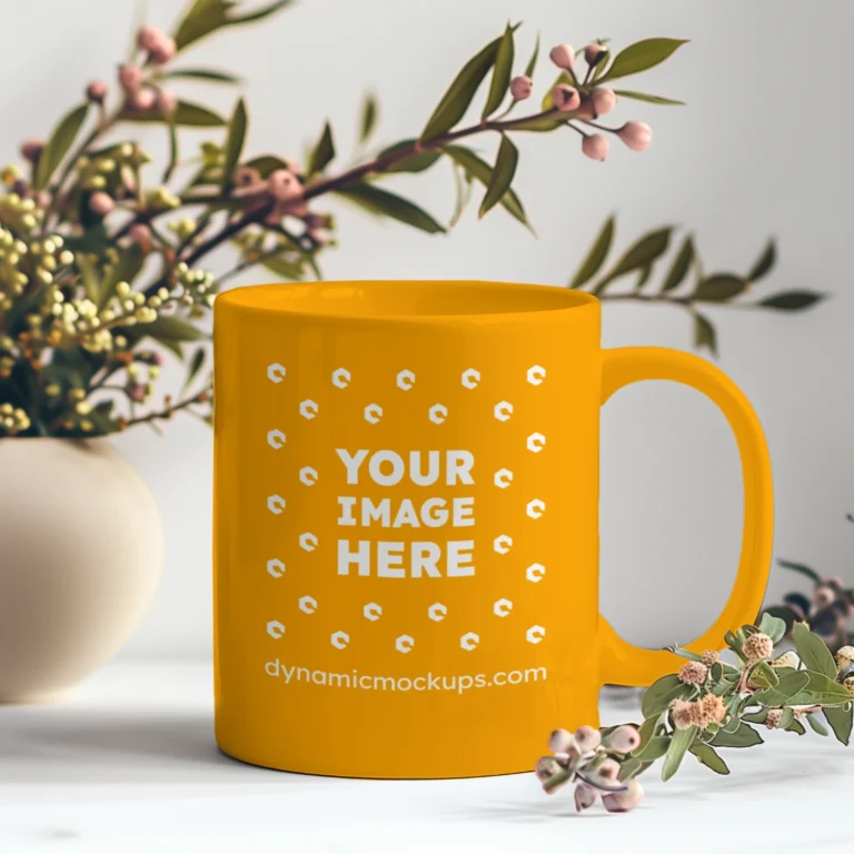 11oz Blank Orange Ceramic Coffee Mug Mockup Template