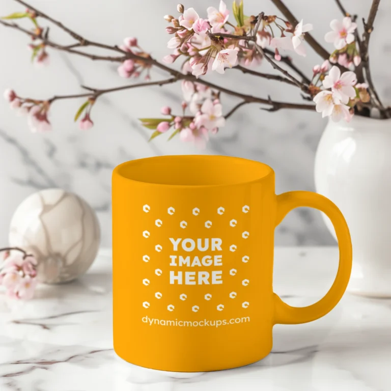 11oz Blank Orange Ceramic Coffee Mug Mockup Template