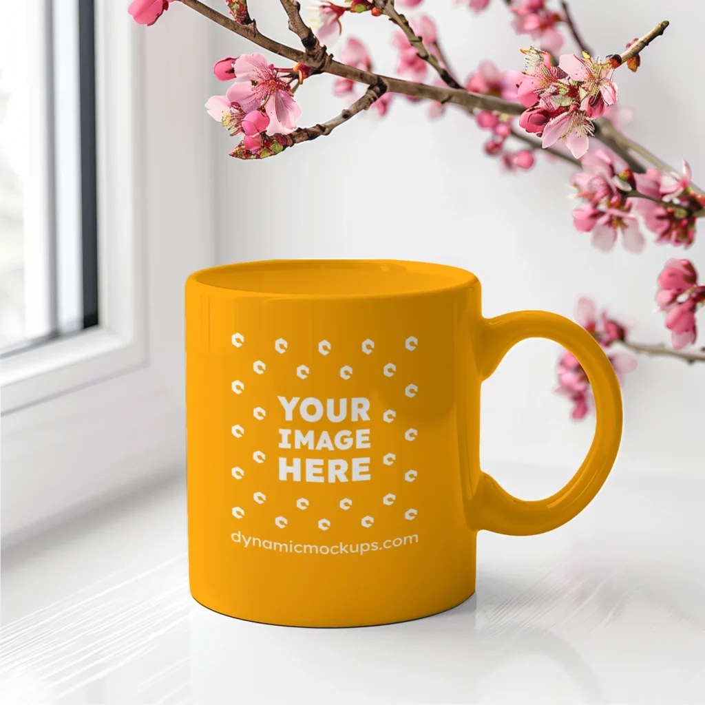 11oz Blank Orange Ceramic Coffee Mug Mockup Template